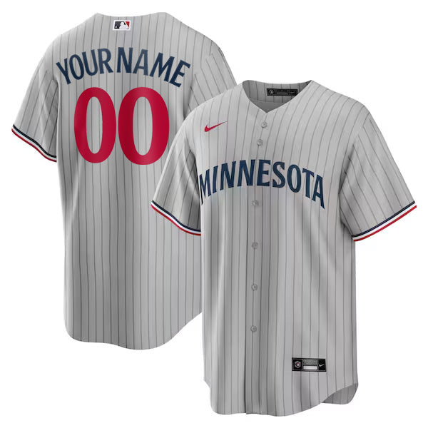 Custom Minnesota Twins Road Jersey Gray Pinstripe