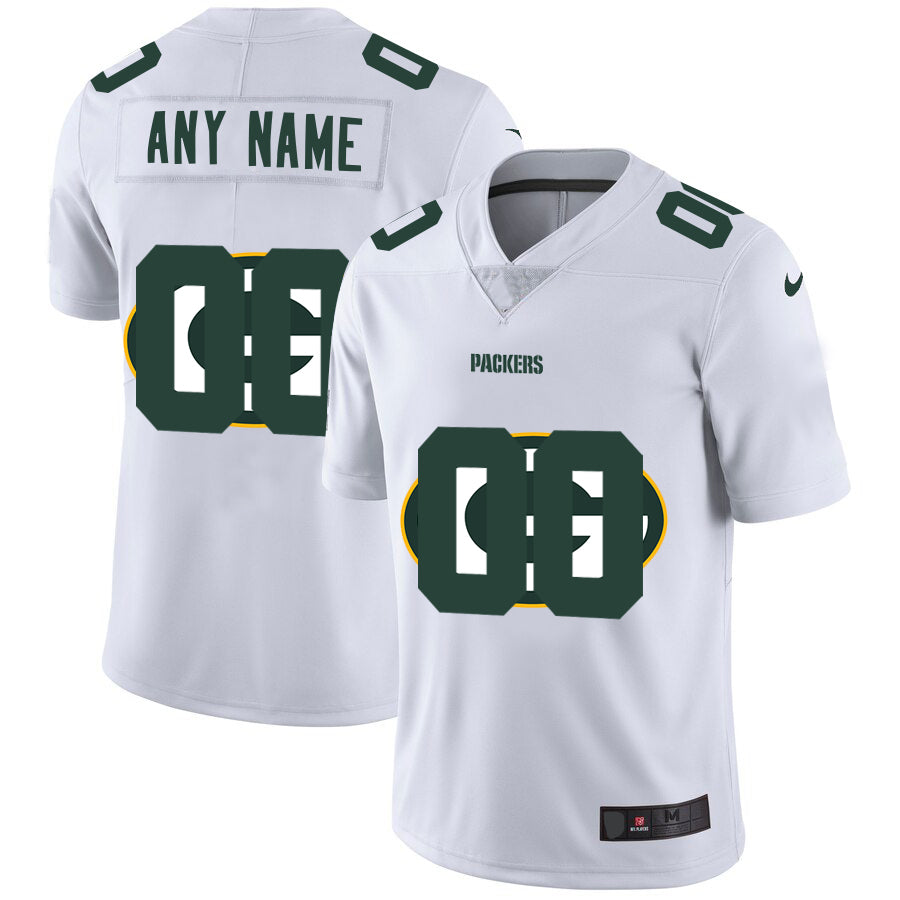 Custom Green Bay Packers White Team Big Stitched Limited Stitched Jerseys