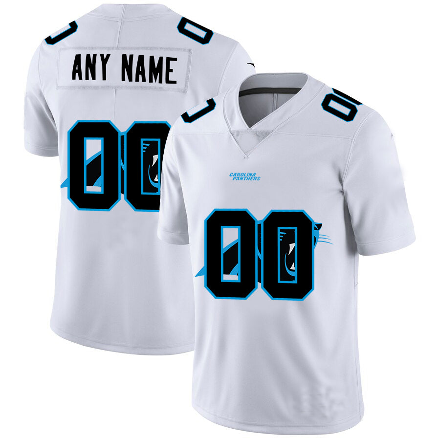 Custom Carolina Panthers White Team Big Stitched Limited Stitched Jerseys