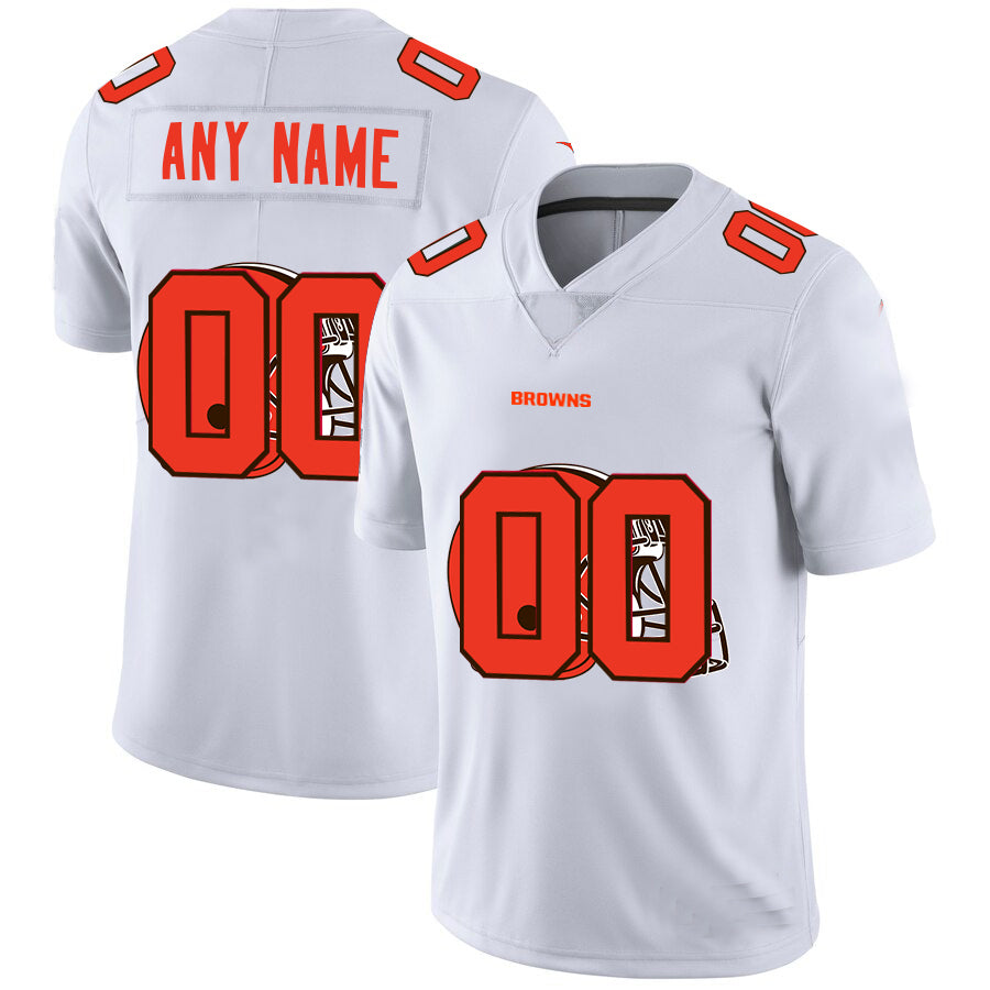 Custom Cleveland Browns White Team Big Stitched Limited Stitched Jerseys