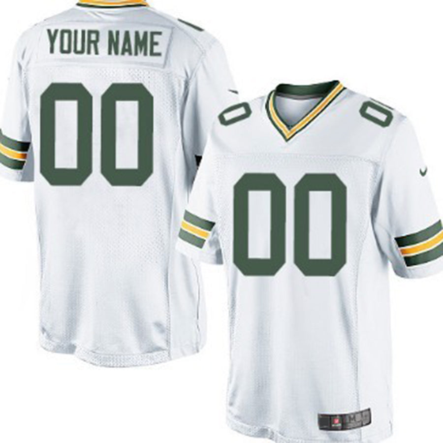 Custom Green Bay Packers White Limited Stitched Jerseys