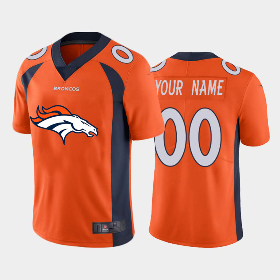 Custom Denver Broncos Orange Team Big Stitched Limited Jersey Stitched Jerseys