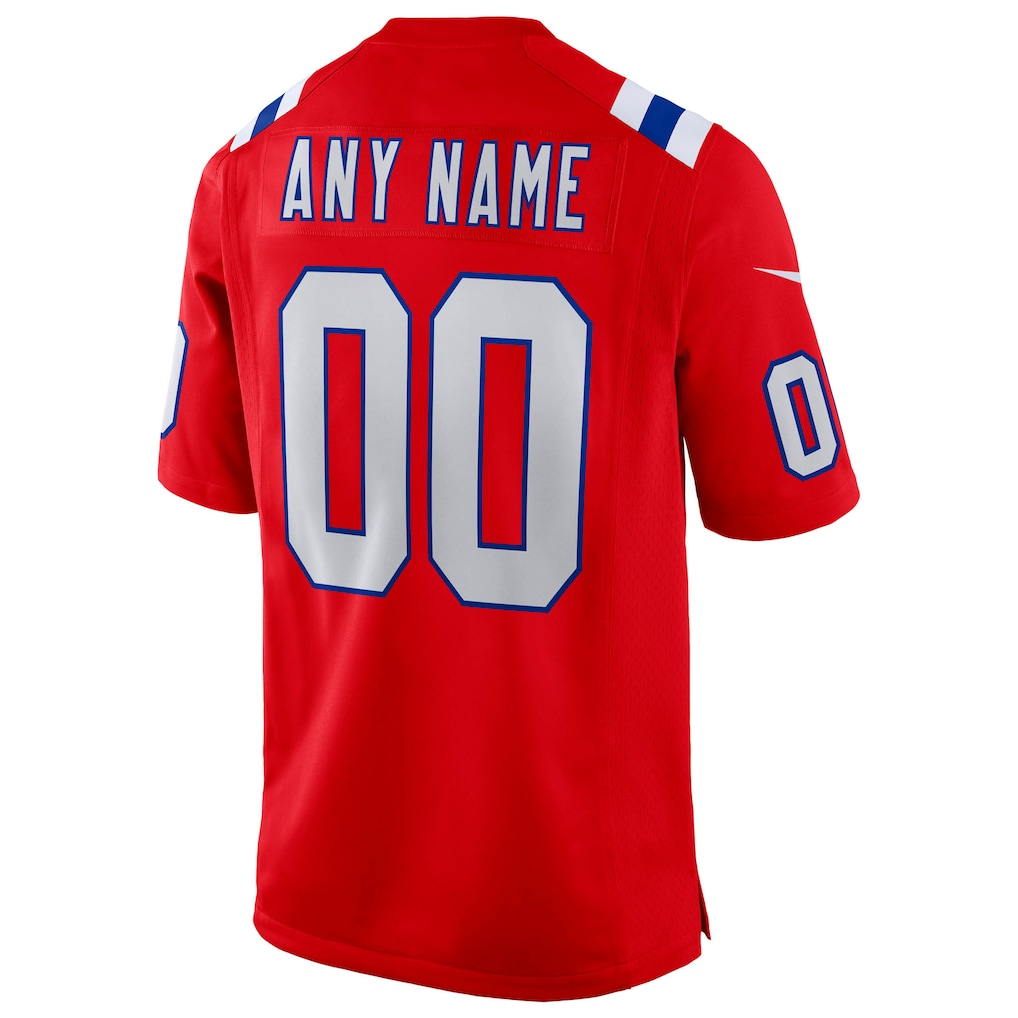 Mens New England Patriots Red Super Bowl LX Patch Custom Game Jersey