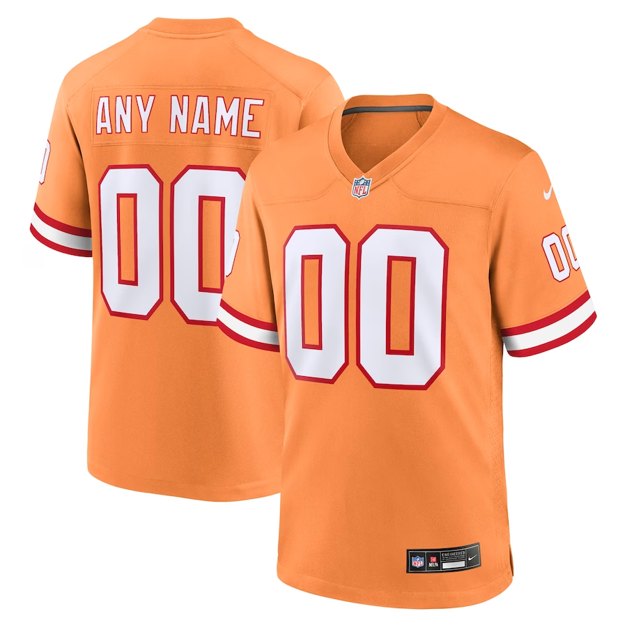 Mens Tampa Bay Buccaneers Orange Custom Throwback Game Jersey