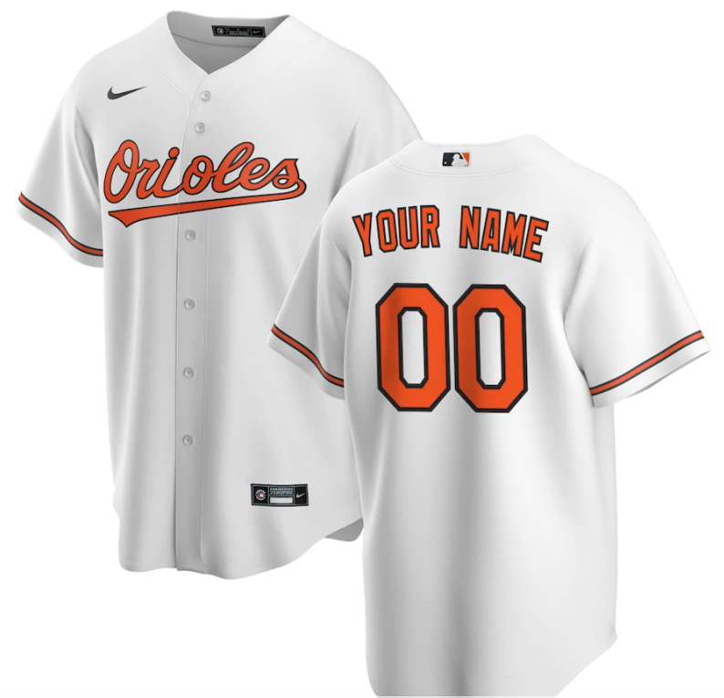 Mens Baltimore Orioles White Replica Custom Jersey