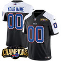 Mens Buffalo Bills Custom Black White 2023 East Champions Ptach Stitched Football Jersey