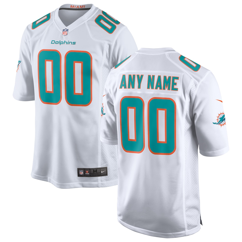 Mens Miami Dolphins White Custom Game Jersey