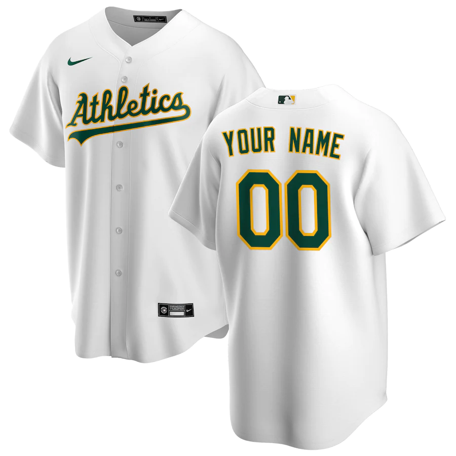 Mens Oakland Athletics White Home Replica Custom Jersey