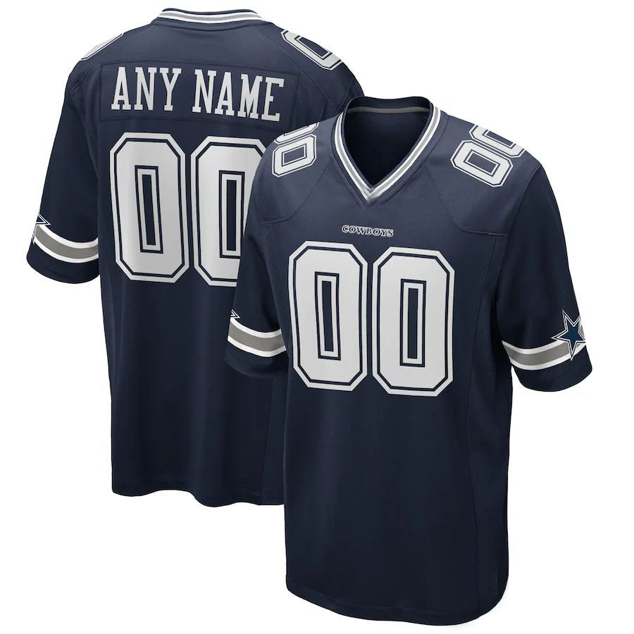 Custom Dallas Cowboys Navy Game Stitched Jerseys