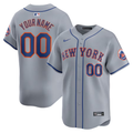 Mens New York Mets1 Gray Away Limited Custom Jersey