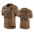 Mens Buffalo Bills Custom 2023 Brown Salute To Service Limited Stitched Jersey
