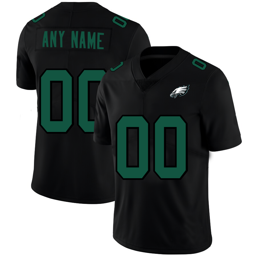Custom Philadelphia Eagles Football Jerseys Black American Stitched Name And Number