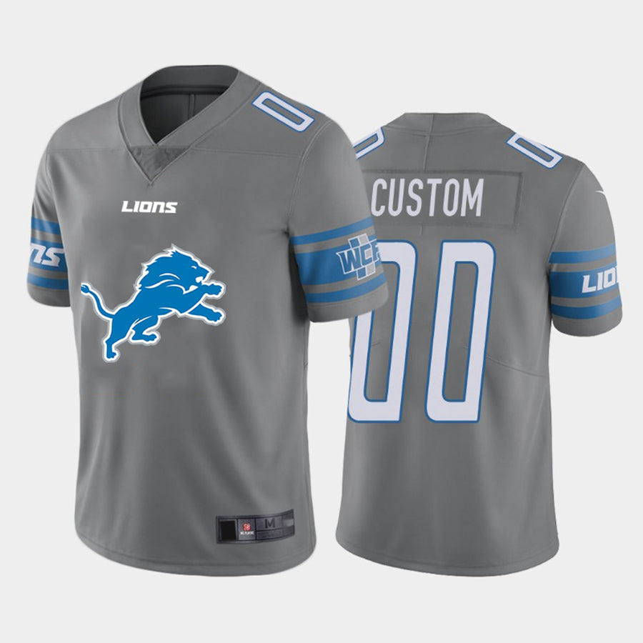 Custom Detroit Lions Gray Team Big Stitched Limited Stitched Jerseys