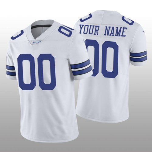 Custom Dallas Cowboys White Stitched Limited 100th Season Stitched Jerseys