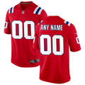 Mens New England Patriots Red Alternate Custom Game Jersey