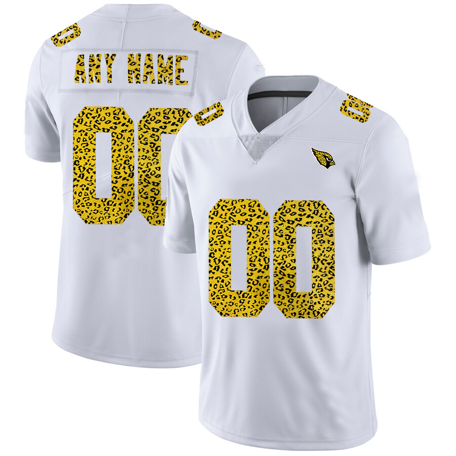 Custom Arizona Cardinals Jersey White Limited Stitched White Leopard Print Fashion Jerseys