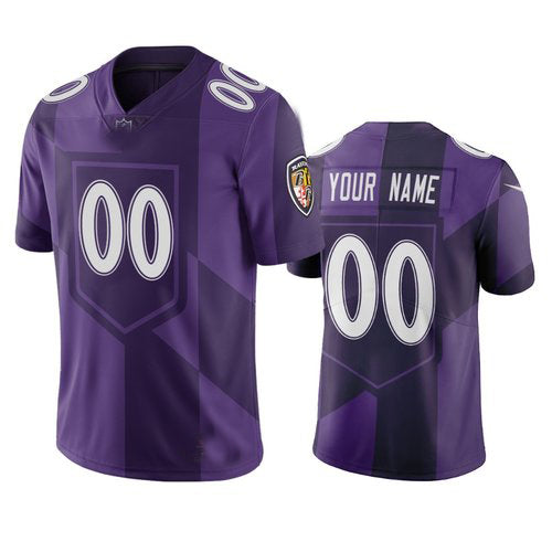 Custom Baltimore Ravens Purple Stitched Limited City Edition Stitched Jerseys