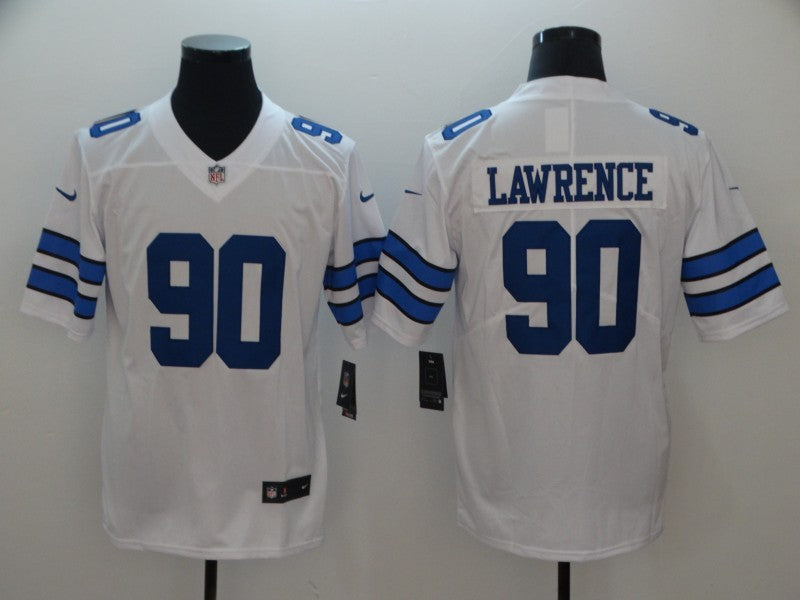 Mens Dallas Cowboys DeMarcus Lawrence #90 White Custom Game Jersey