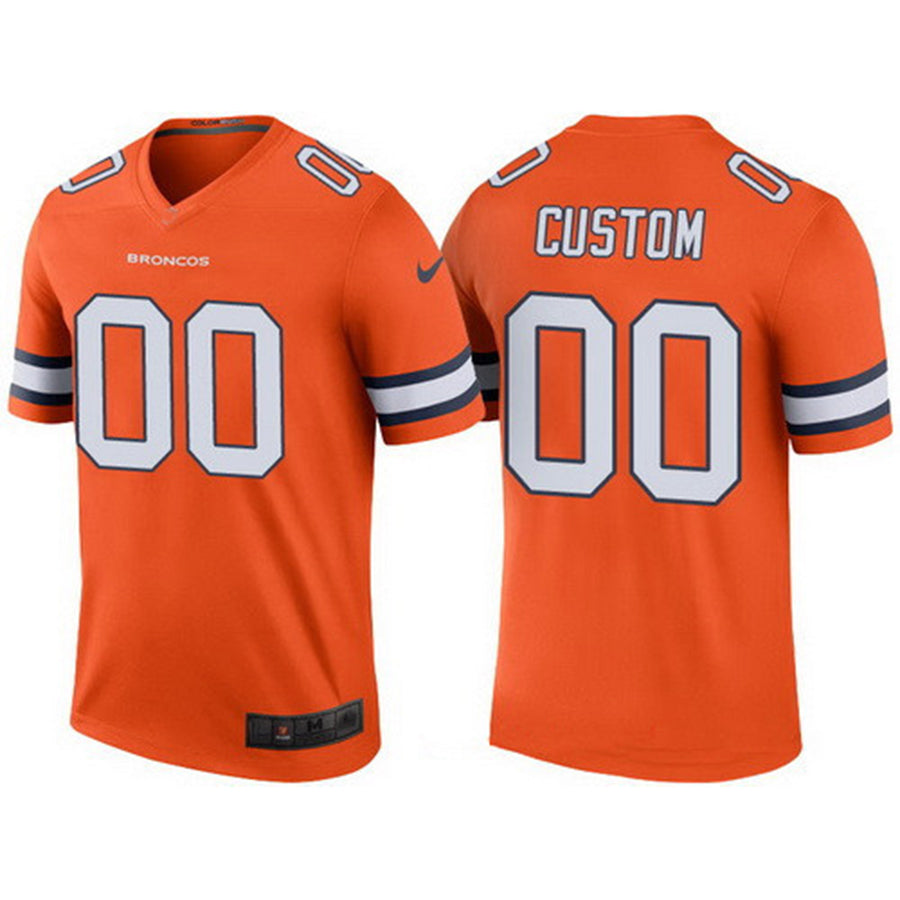 Custom Denver Broncos Orange Color Rush Legend Limited Jersey Stitched Jerseys