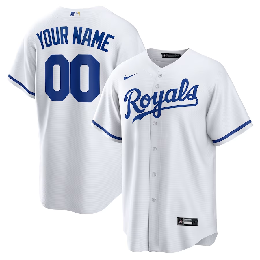 Mens Kansas City Royals White Replica Custom Jersey
