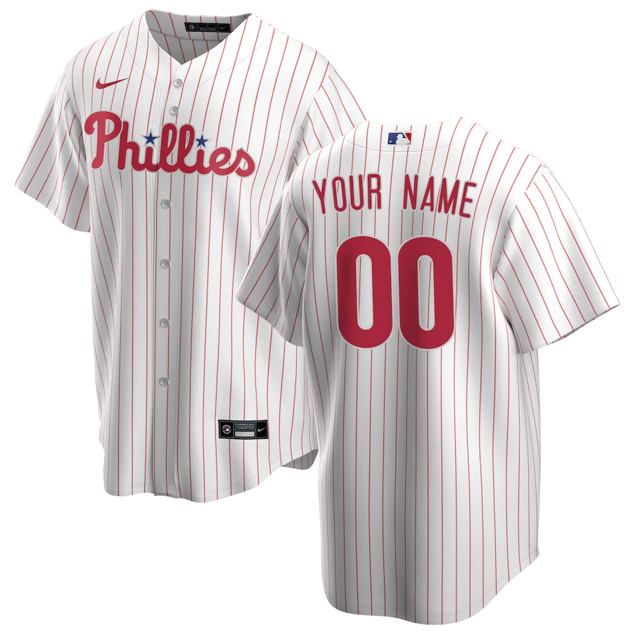Mens Philadelphia Phillies White Home Replica Custom Jersey