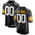 Mens Pittsburgh Steelers Black Custom Game Jersey