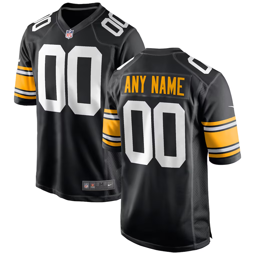 Mens Pittsburgh Steelers Black Custom Game Jersey