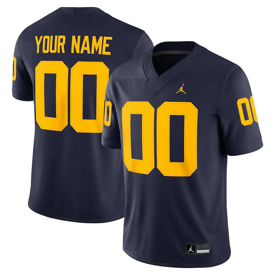 Custom Michigan Wolverines Jersey Navy