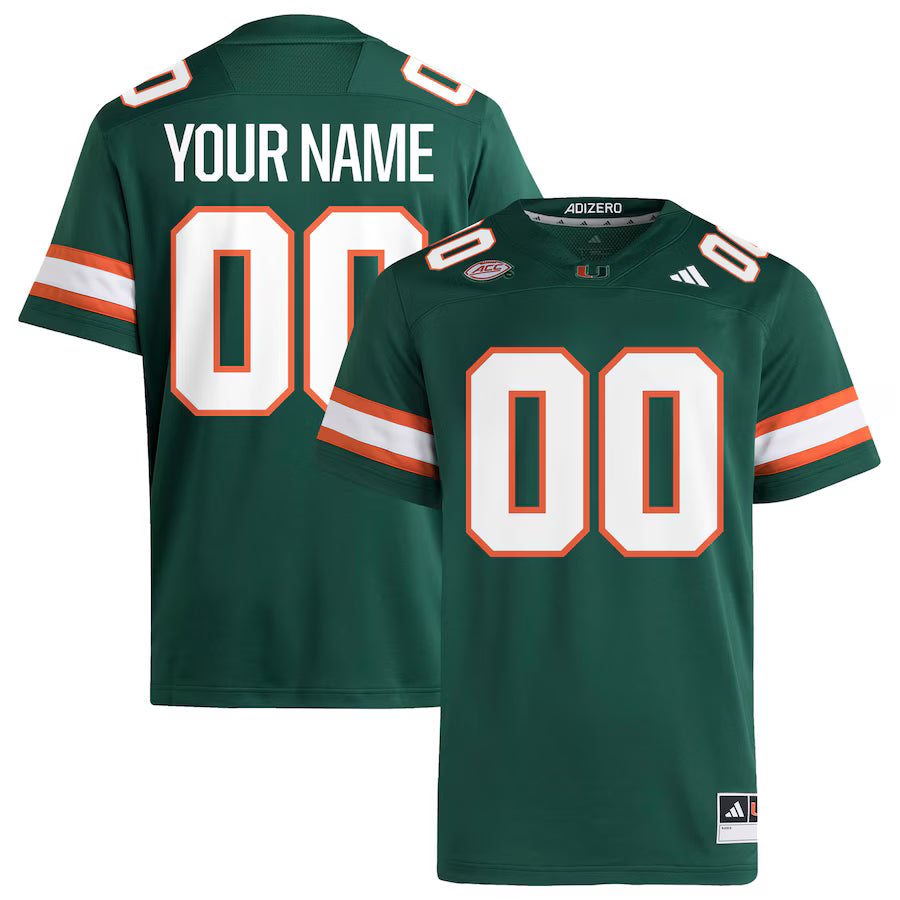 Custom Miami Hurricanes Jersey Green