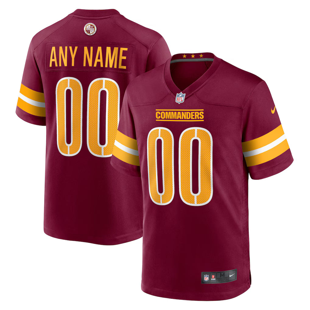 Custom Washington Commanders Jersey Burgundy