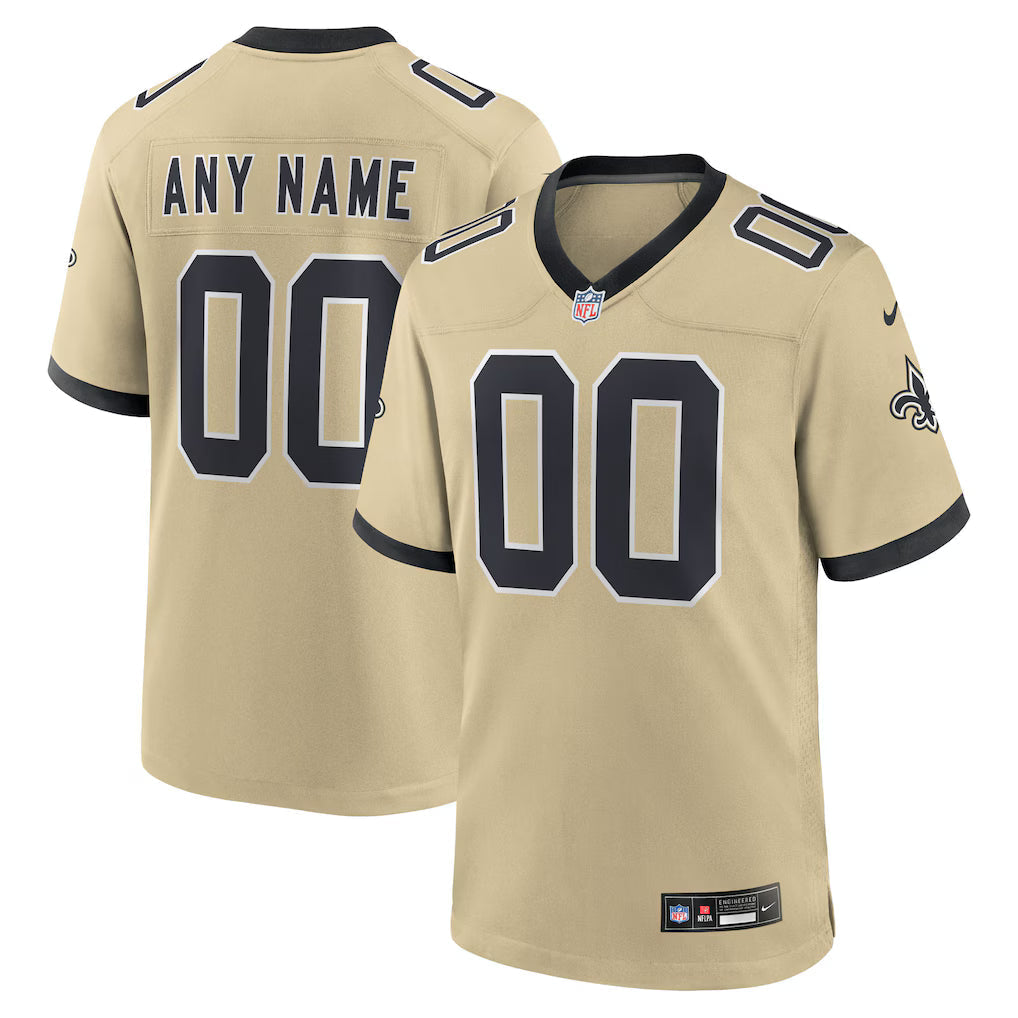 Custom New Orleans Saints Alternate Jersey Gold