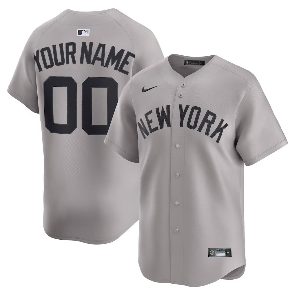 Custom New York Yankees Away Jersey Gray