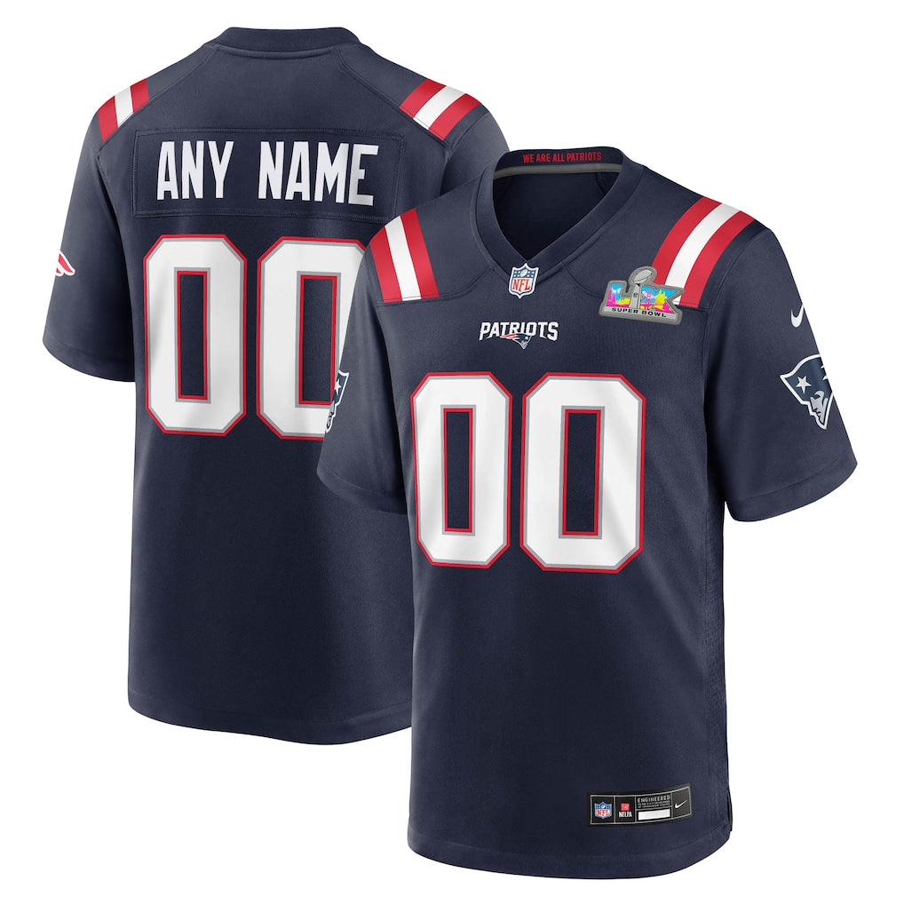 Custom New England Patriots Super Bowl LX Patch Jersey Navy