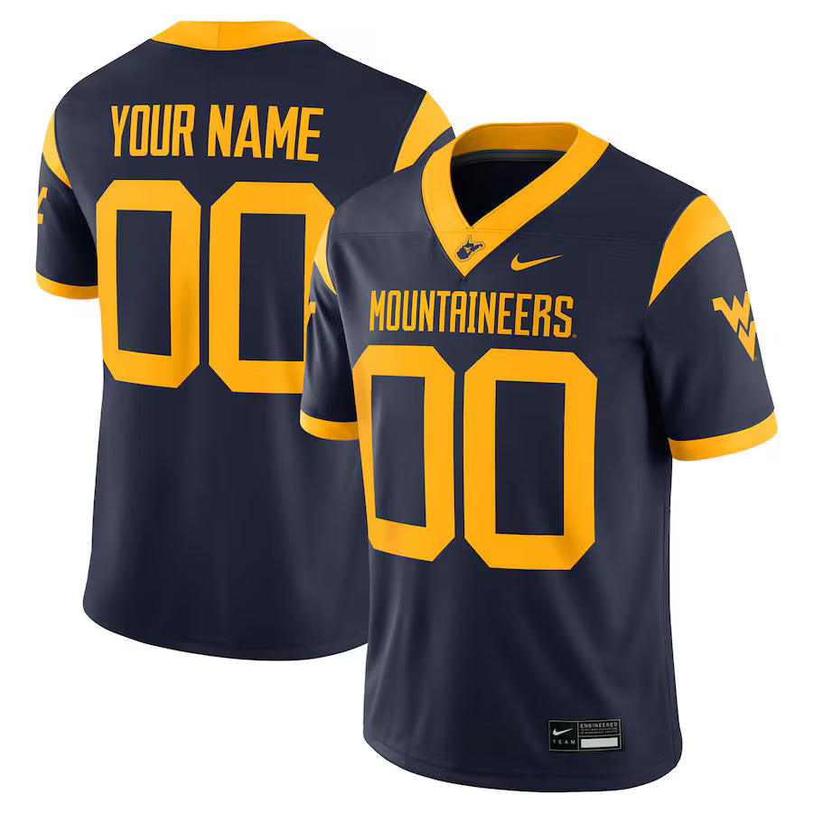 Custom West Virginia Mountaineers Jersey Navy