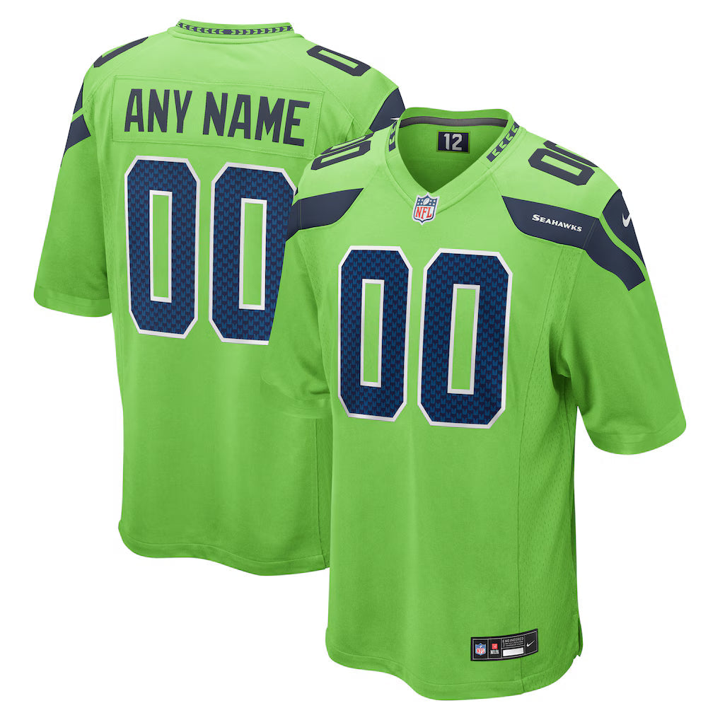 Custom Seattle Seahawks Alternate Jersey Neon Green