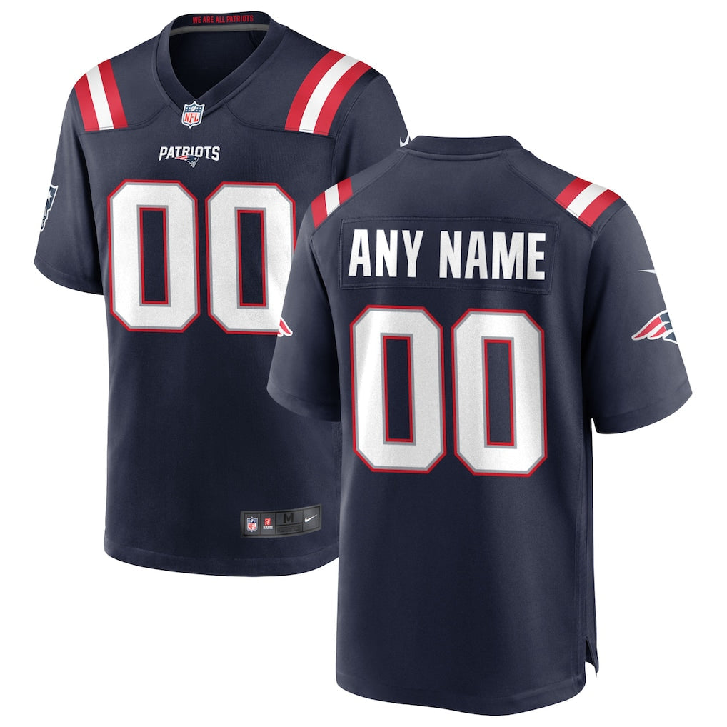 Custom New England Patriots Jersey Navy