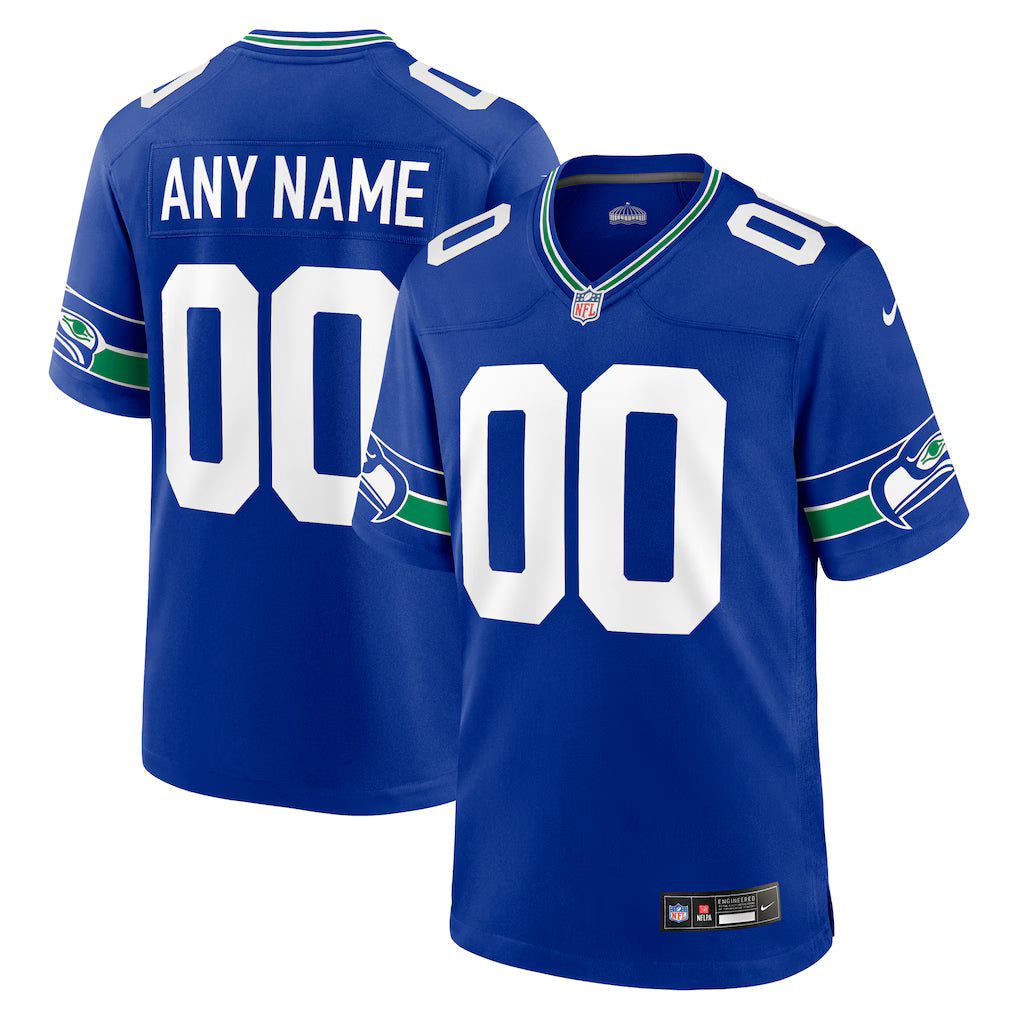 Custom Seattle Seahawks Throwback Jersey Royal Blue