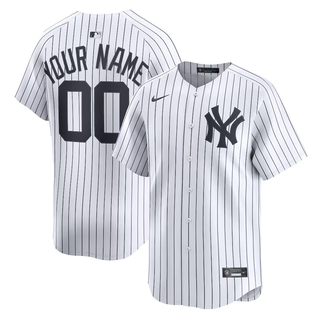Custom New York Yankees Home Limited Jersey White