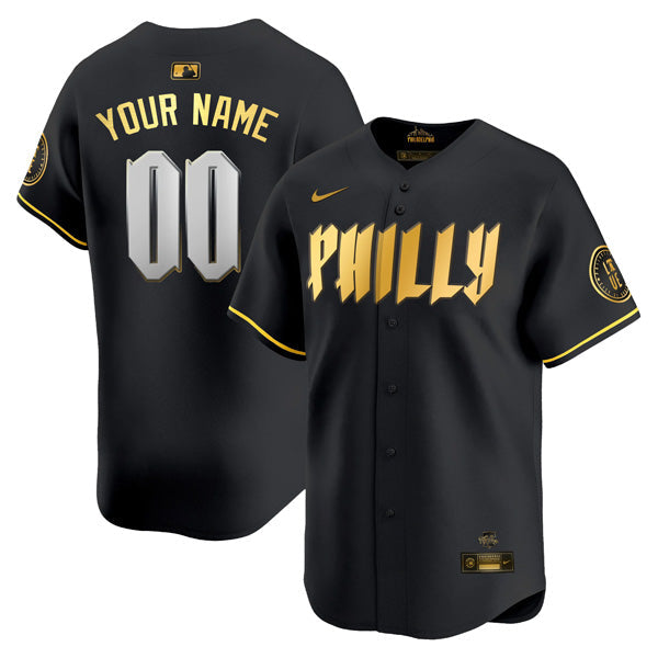 Custom Philadelphia Phillies City Connect PhillyLimited Jersey Black Gold