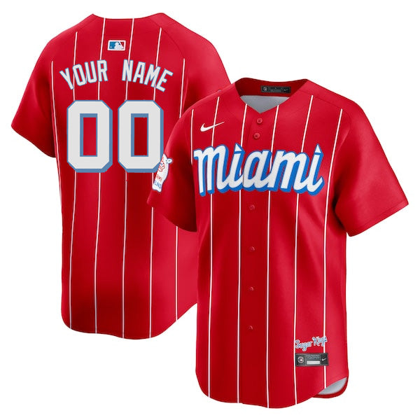 Custom Miami Marlins City Connect Limited Jersey Red