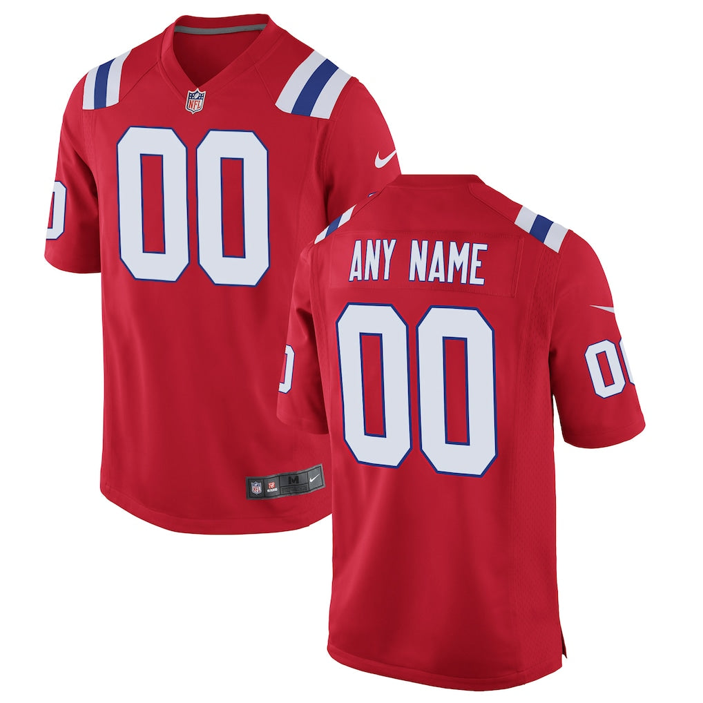 Custom New England Patriots Alternate Jersey Red